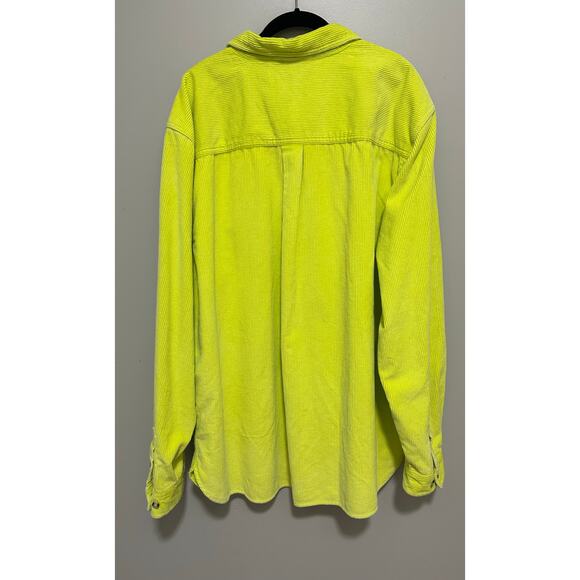 Urban Outfitters Corduroy Shirt Jacket Small Neon Yellow Button Long Sleeve XL - Picture 5 of 7